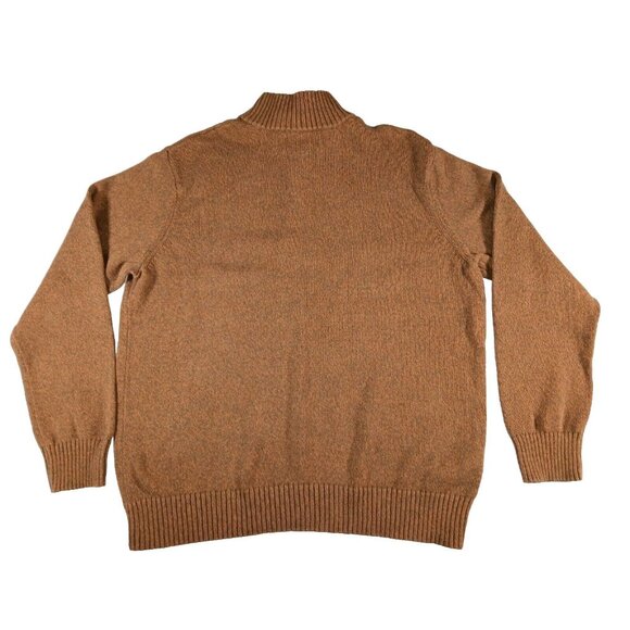 Eddie Bauer Mens 2XL Brown Pullover Sweater Cotton Quarter Zip Rib Knit Grandpa - Picture 2 of 10